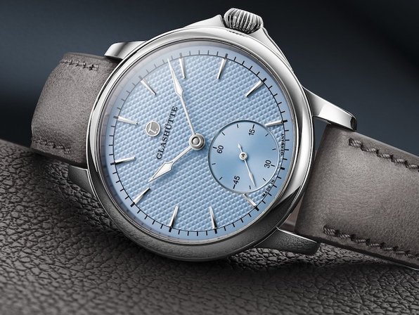 Tutima Glashütte presents the award-winning Patria with a light blue dial
