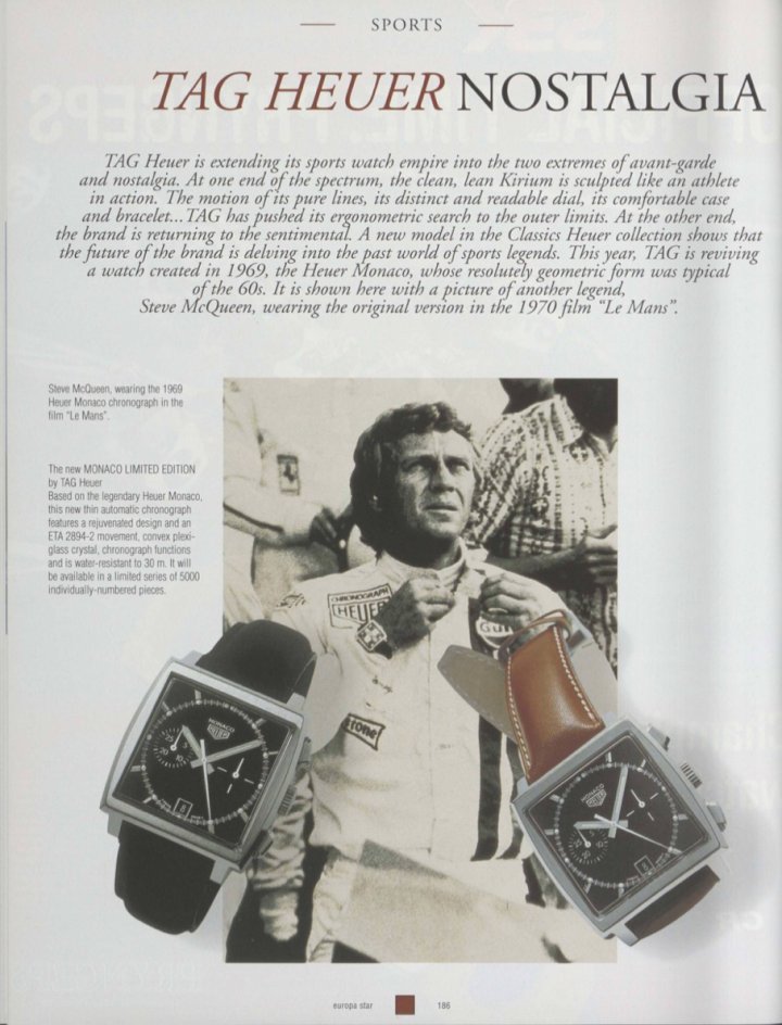 “TAG Heuer Nostalgia” - an article from 1998 published in Europa Star.