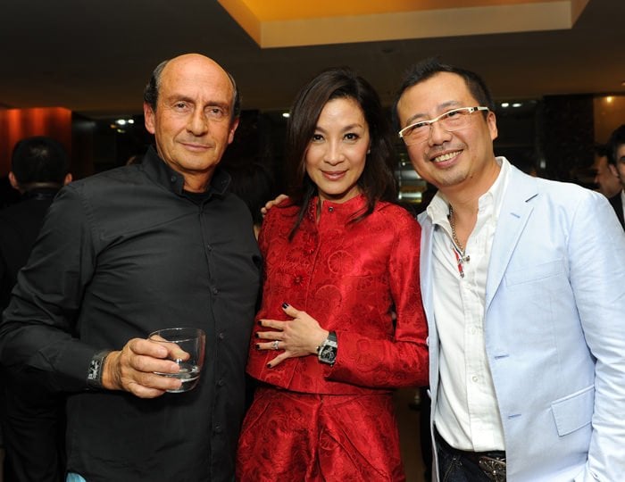Richard Mille, left, with Michelle Yeoh and Dave Tan, CEO of Richard Mille Asia