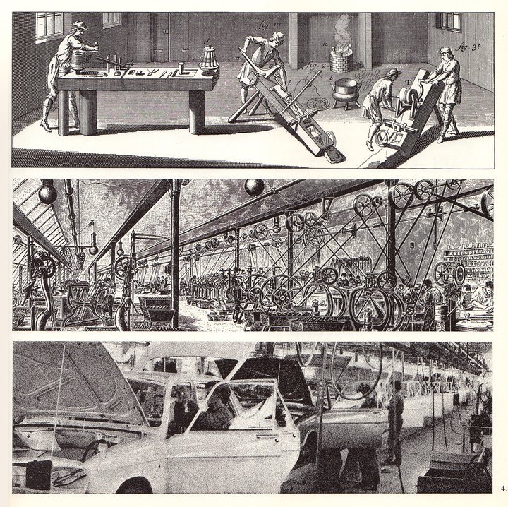 Micromégas devoted six further issues to Le Temps dans l'industrie (Time in Industry), published between 1965 et 1968. Here, a series of illustrations represents the evolution of the means of production from craft production to industrialisation and overproduction. According to Micromégas, the overproduction era “could well last a century”, but in 1965 the authors already foresaw two serious problems to solve: “the gradual re-valuation of underprivileged populations, which account for three-quarters of the human race” and “how to replace an economy based on blind expansion by an economy based on economising natural resources”. Today, this is literally the burning question of our time.
