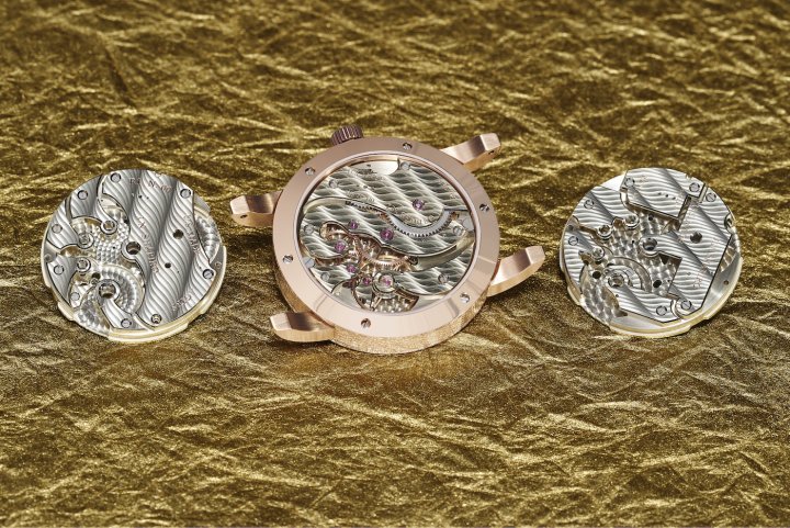 The Resurgence offers a choice of three free-sprung, hand-engraved, sumptuously decorated movements with hacking seconds, housed in a 38mm case available in five metal options.