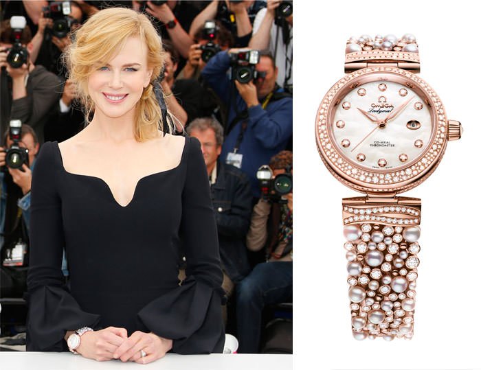Nicole Kidman wearing the new Omega Ladymatic Diamonds and Pearls 