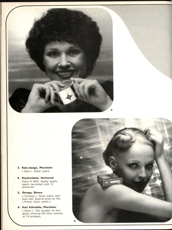 The Orbis jewellery watch from 1974, in the pages of Europa Star (6., below).