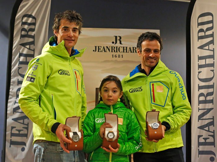 The winners (from left to right): Guillaume Vallot, Camille Balbo and Franck Cammas (Photo: Pascal Alemany)