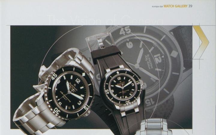 The Fifty Fathoms commemorative 50th anniversary watch, as it appeared in Europa Star in early 2004.