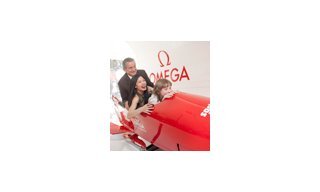 Vanessa Mae visits Omega Pavilion in Sochi
