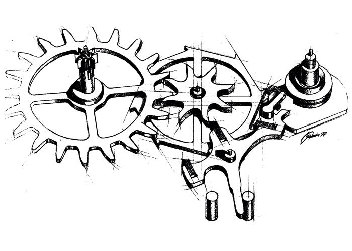  The original “Omega-Daniels” co-axial escapement design