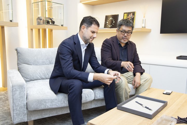 Elie Bernheim, CEO of Raymond Weil, with Masayuki Hirota