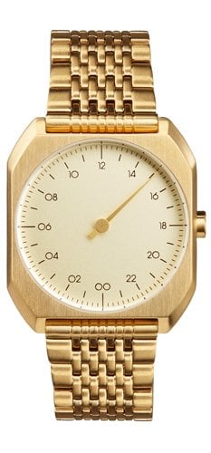 Slow Mo 04 by Slow Watches (34mm Gold Dial & Gold Metal Bracelet)