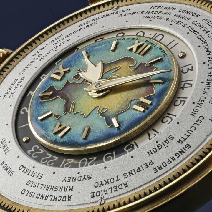 Estimated in excess of CHF 3.5 million, this rare Patek Philippe yellow gold reference 2523 with cloisonné enamel dial, representing the Eurasian landmass, is a highlight of 2021's Phillips' Geneva Watch Auction XIII.