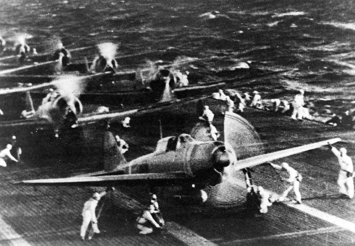 The bridge of a Japanese aircraft carrier