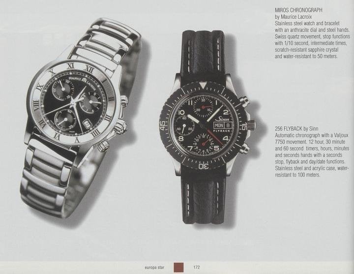 The 256 Flyback chronograph, a quintessential Sinn timepiece (picture from a 1999 Europa Star edition).
