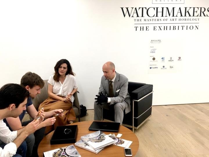 Phillips hosted the Independent Watchmakers Exhibition world tour terminating in London. My millennial watch-enthusiast guests had the privilege of a private viewing of the masterpieces with the exhibition owner, Mr Claudio Proietti of Maxima Gallery. 
