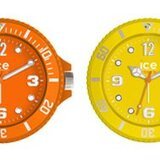 Ice-Clock in Green, Orange, Yellow and Pink