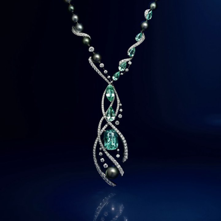 Chaumet - Ondes et Merveilles Collection, Mermaids' Song necklace in Tahiti pearls and tourmalines