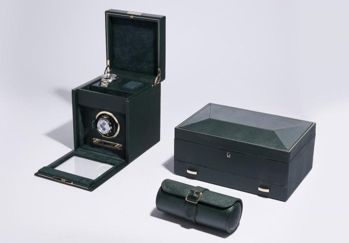 The new British Racing Green collection of watch winders, boxes and rolls.