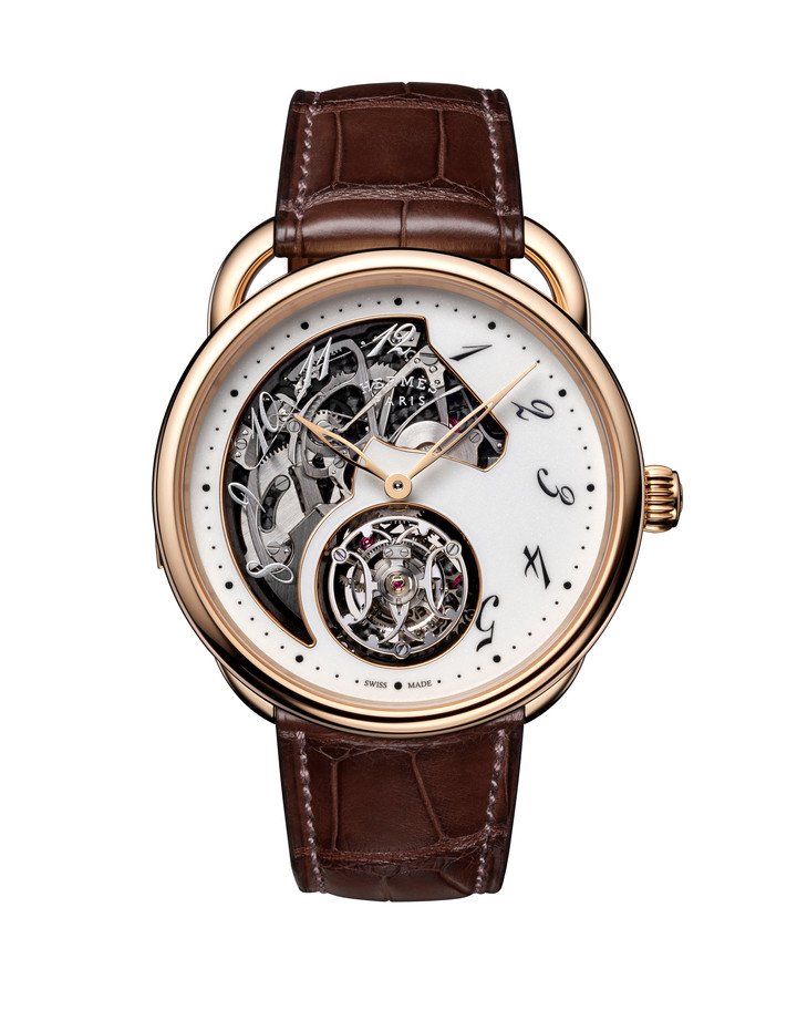 Arceau Lift Tourbillon Répétition Minutes with white-lacquered dial 