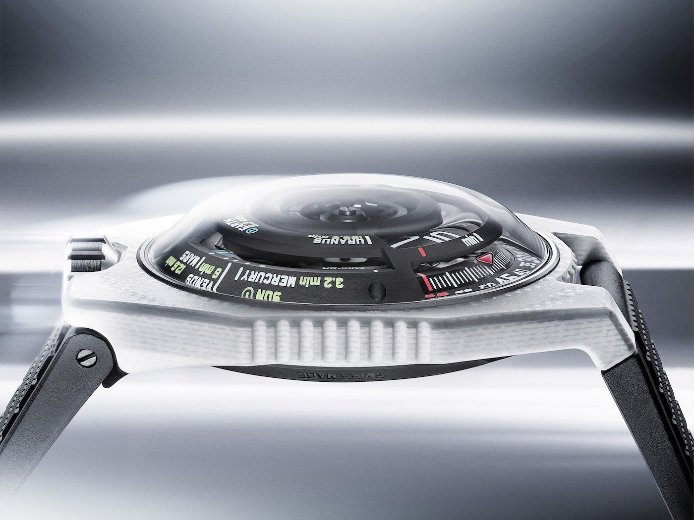 The UR-100V LS Ceramic by Urwerk: time flies at the speed of light