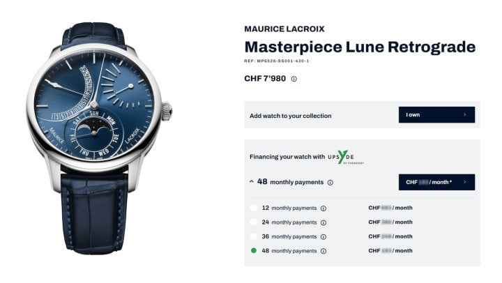A watch profile on the Yourasset platform