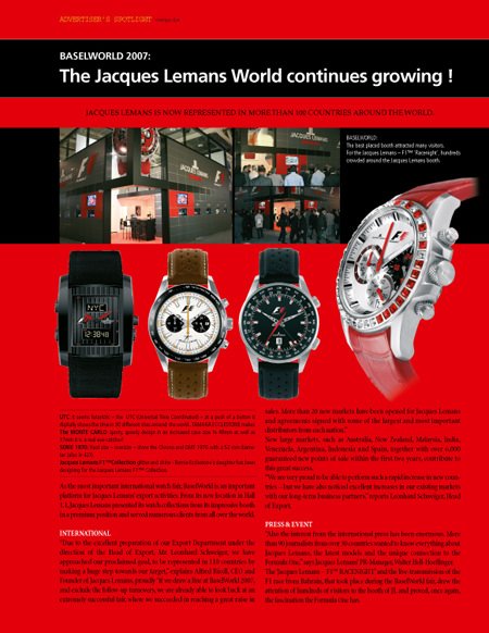 BASELWORLD 2007: The Jacques Lemans World continues growing !
