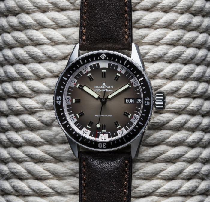 Blancpain Fifty Fathoms Bathyscaphe Day Date in 1970s style