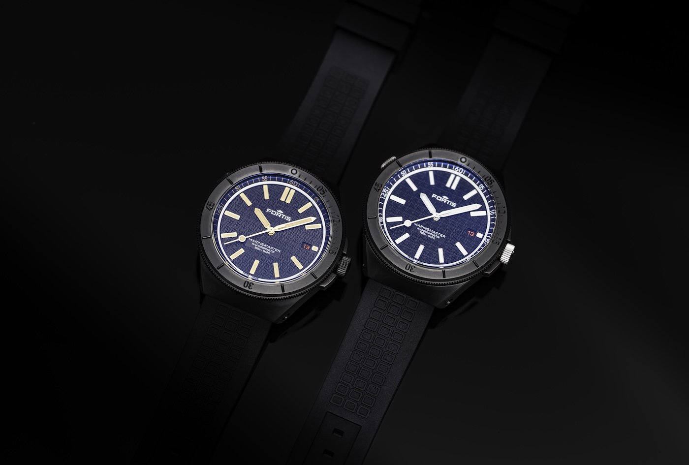 Fortis unveils the Marinemaster M-44 DLC Gravity Black and Black Resin