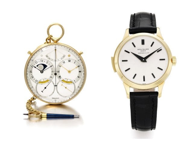 Left: George Daniels' Space Traveller's Watch - Right: Patek Philippe Ref. 2524 / 1 retailed by Tiffany & Co