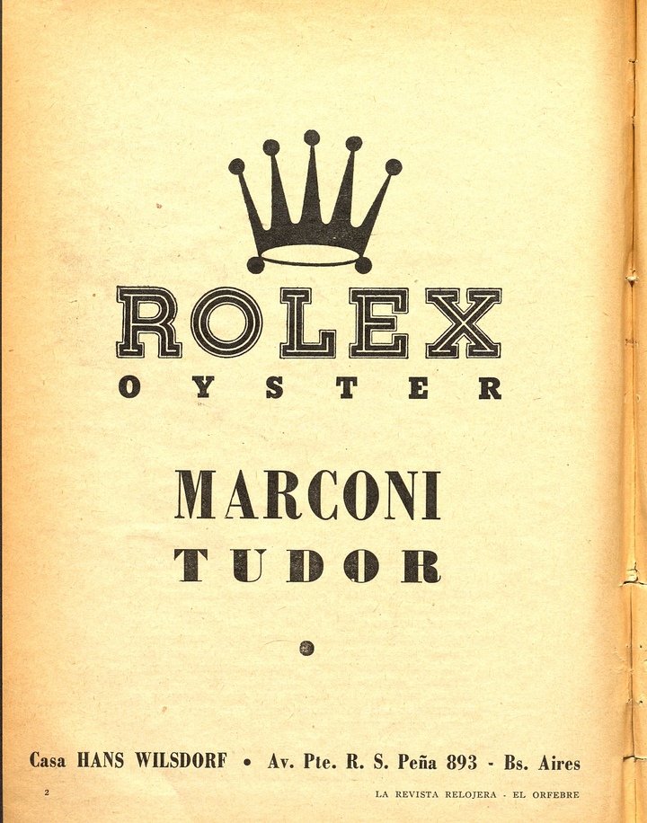 Rolex Oyster, Marconi and Tudor in this Europa Star archive from 1946, intended for the South American market.