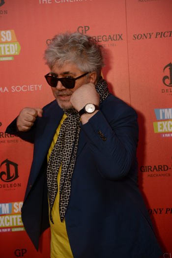Mr. Almodóvar attended his premiere wearing his Girard-Perregaux 1966 Full Calendar in white gold.
