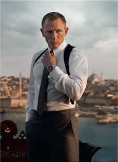 Daniel Craig as James Bond wearing Omega