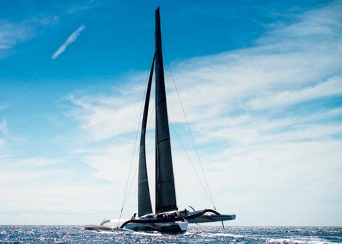 August 6th - 7th Lorient, France: Maxi Spindrift 2 during the second offshore training sessions.