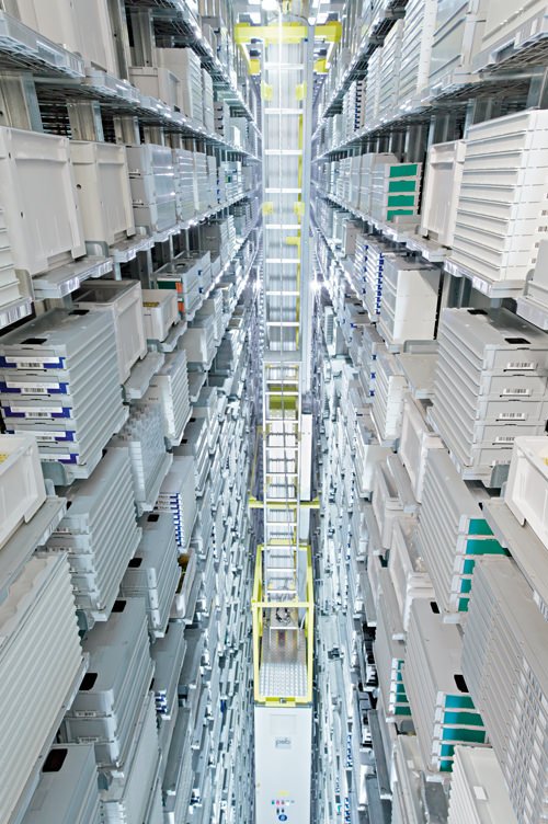 The automated storage facility at the new Rolex facility in Bienne, Switzerland