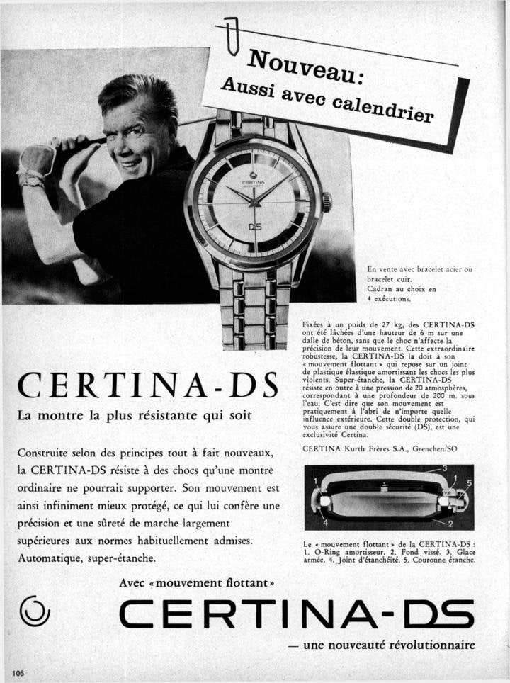 Advertising published in the Journal Suisse de l'Horlogerie in 1961