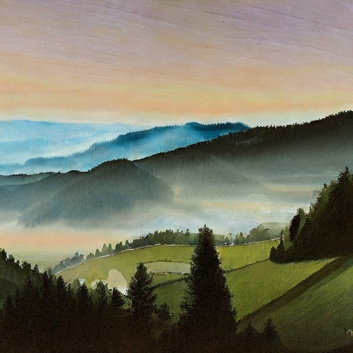 An AI-generated painting of the Vallée de Joux. The images in this article were created using artificial intelligence.