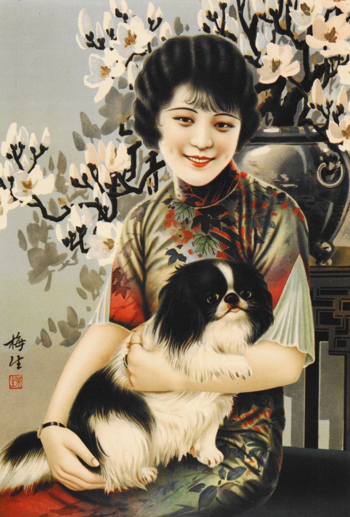 A fashionable Chinese lady wearing a wristwatch, 1930s. (Detail) Commercial picture, Shanghai.