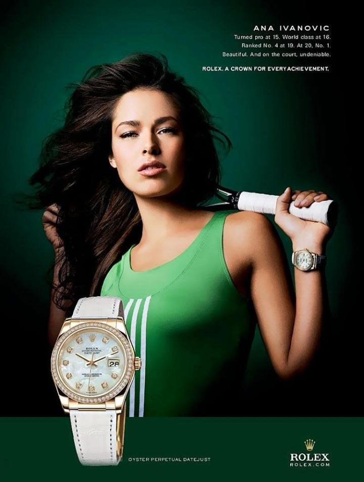 Tennis star Ana Ivanovic advertising for Rolex