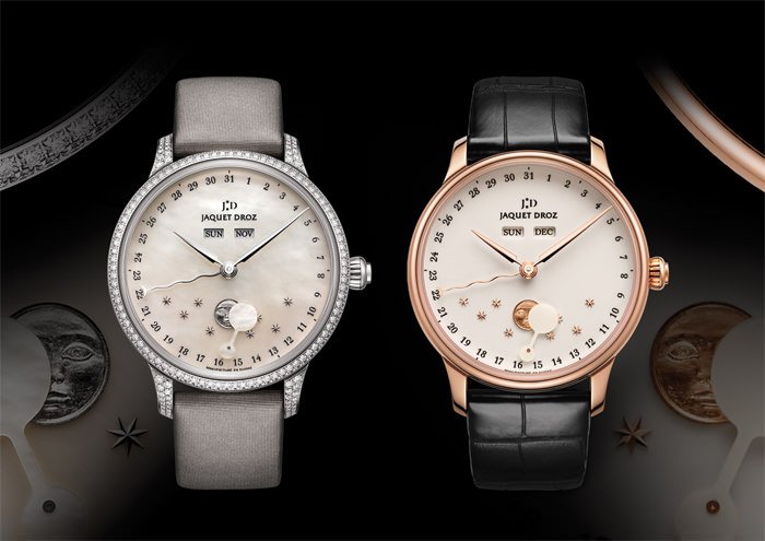 Jaquet Droz Eclipse Models in Mother-of-Pearl (Left) and in Ivory & Enamel (Right)