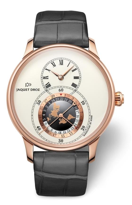 Grande Seconde Dual Time, version in red gold with ivory Grand Feu enamel dial.