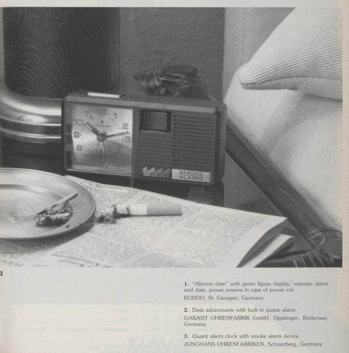 Innovation in all directions: a quartz alarm clock with smoke alarm device was introduced by Junghans in 1981.