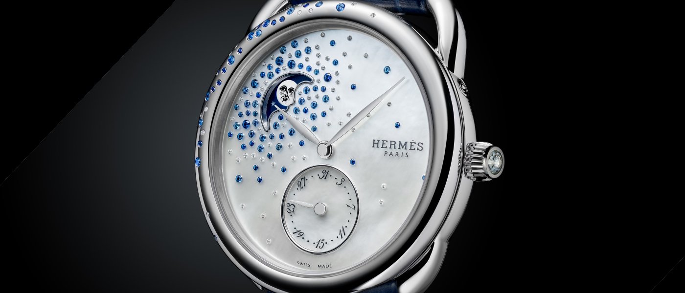 Hermès Arceau Petite Lune Jeté de diamants et saphirs