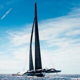 August 6th - 7th Lorient, France: Maxi Spindrift 2 during the second offshore training sessions.
