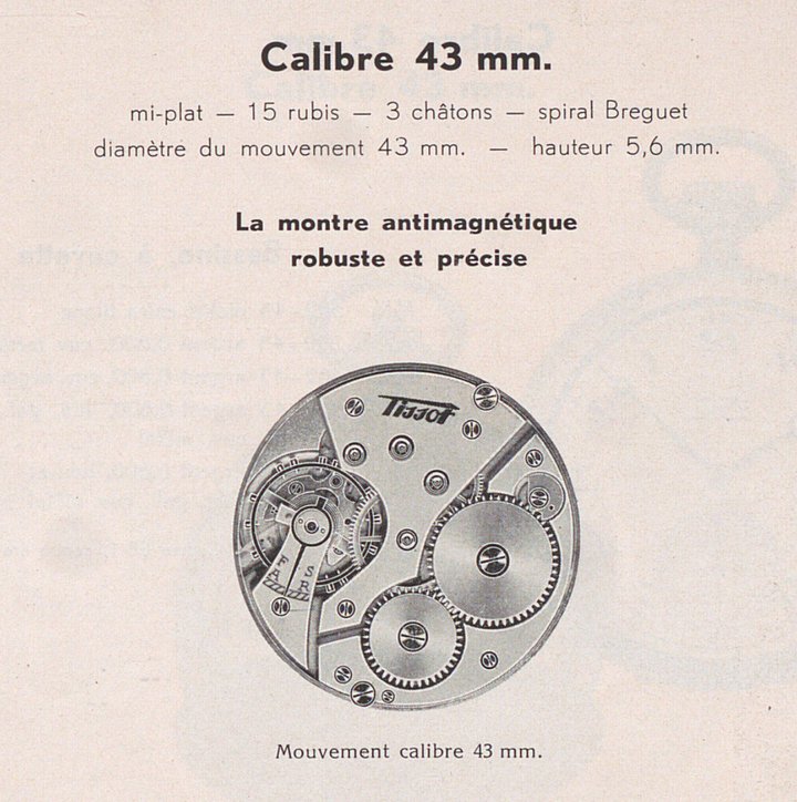 Caliber 43. Tissot Catalogue n°9 des montres de précision, Clients catalogue, 1934. Tissot Museum Collection.