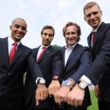 Arsenal players Walcott, Flamini and Mertesacker with Bruno Grande
