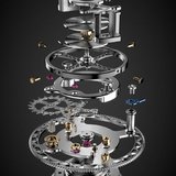 The movement driving the Osmior Tourbillon is produced by the Manufacture Horlogère de la Vallée de Joux (MHVJ)