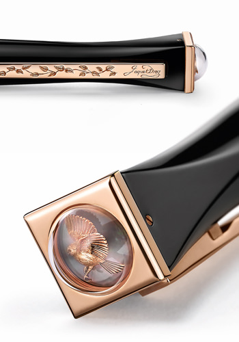 Rose gold and enamel bird appliqué