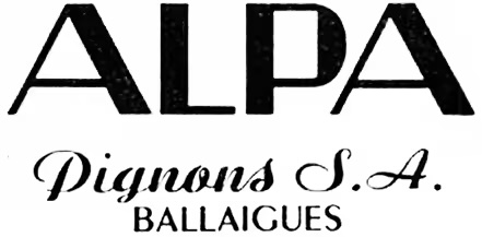 Alpa's original logo from the 1940s, when the brand was still part of Pignons SA, a Swiss manufacturer of watch components.