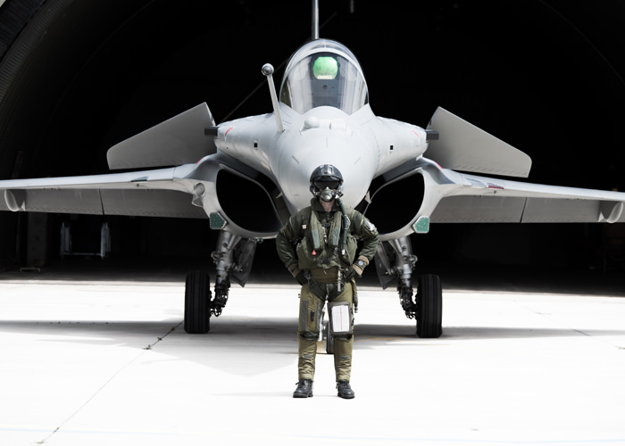 A rafale pilot wearing a BR 03 by Bell & Ross