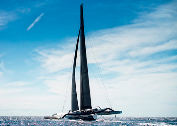 August 6th - 7th Lorient, France: Maxi Spindrift 2 during the second offshore training sessions.