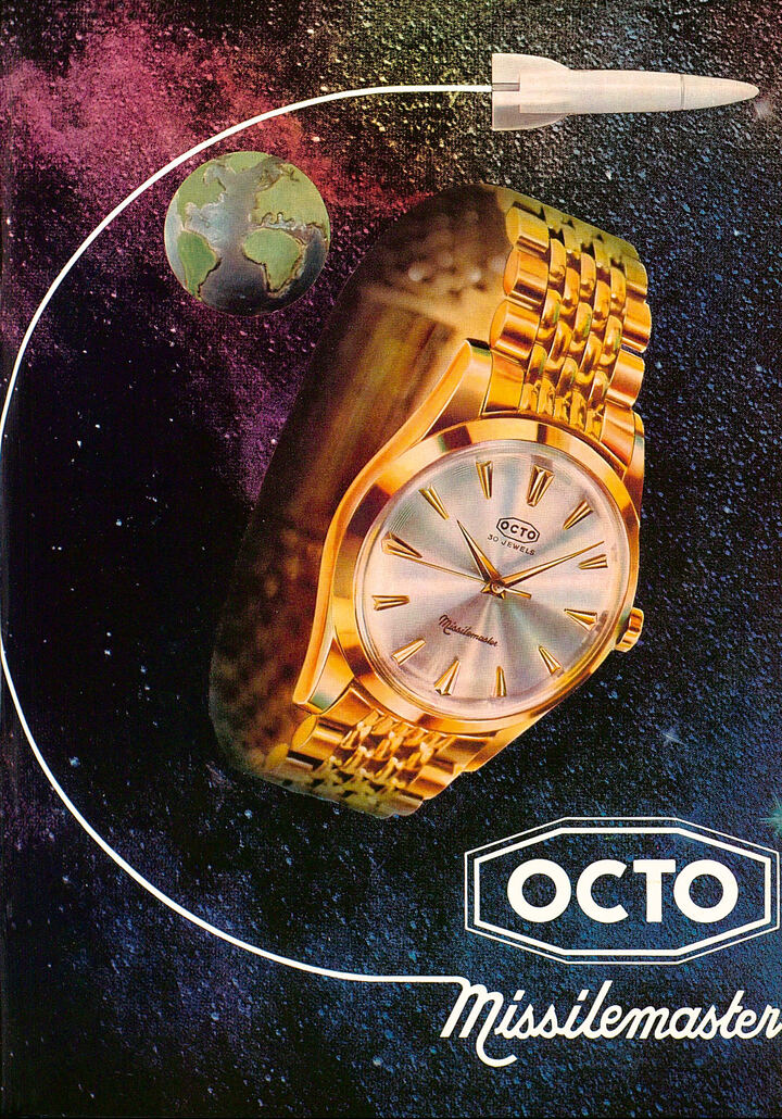 1961: The Octo Missilemaster sports a fairly conventional appearance, but its model name and advertising image tap into the allure of space exploration to emphasise its modernity.