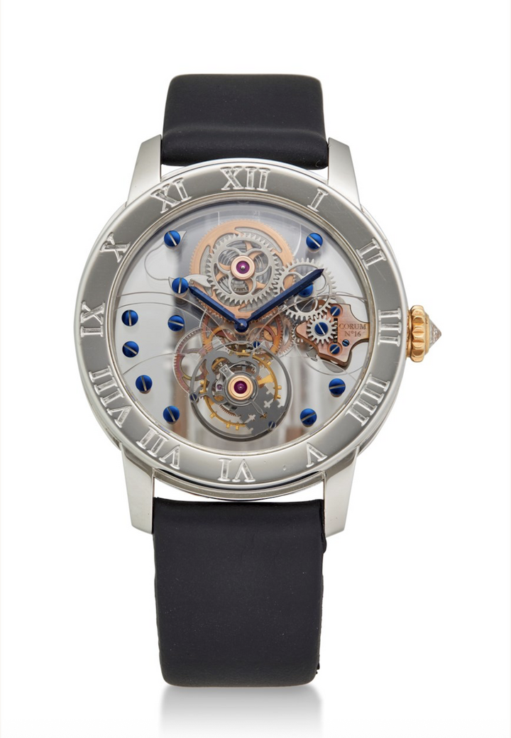 Corum Platinum Skeletonized Tourbillon Saphir: the very first tourbillon created by Concepto.